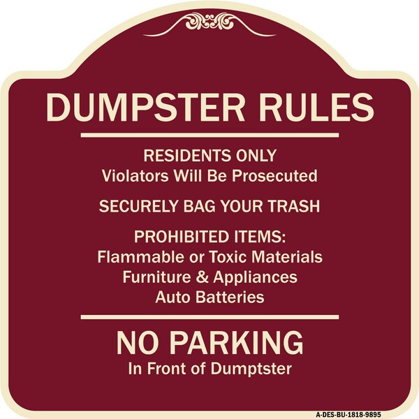 Designer Series-Residents Only Violators Prosecuted Bag Your Trash No Parking